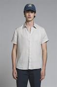 ITALIAN COLLAR S/S 100% LINEN F/D ECRU