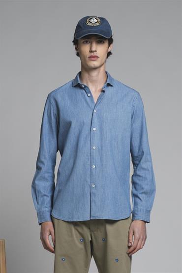 FRENCH COLLAR L/S SLIM DENIM SLUB G/W LT.BLUE