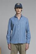 FRENCH COLLAR L/S SLIM DENIM SLUB G/W LT.BLUE