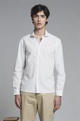 FRENCH COLLAR L/S SLIM 100% LINEN F/D WHITE
