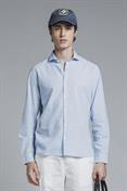 FRENCH COLLAR L/S SLIM 100% LINEN F/D SKY