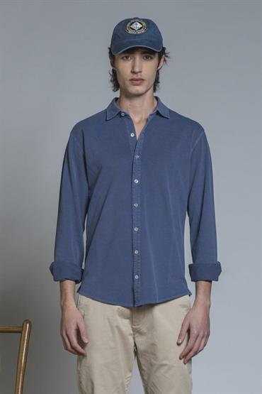 FRENCH COLLAR L/S COMF.OXFORD PIQUET G/D DENIM