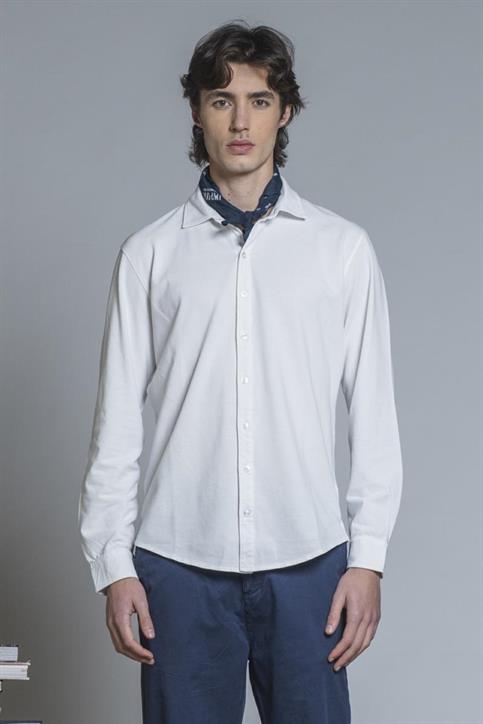 FRENCH COLLAR L/S COMF.OXFORD PIQUET G/D WHITE