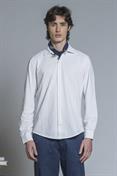 FRENCH COLLAR L/S COMF.OXFORD PIQUET G/D WHITE