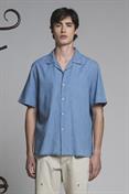 BOWLING SHIRT S/S COMF.DENIM SLUB G/W LT.BLUE
