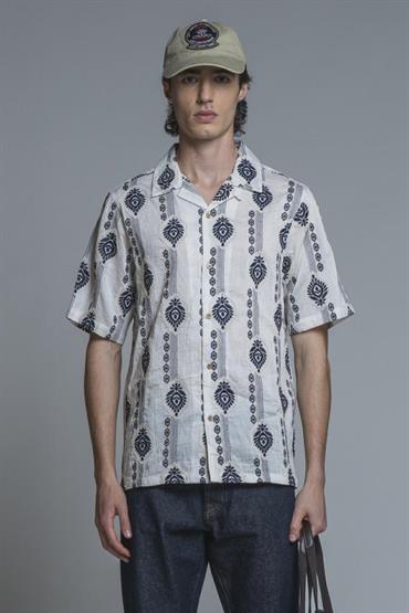 BOWLING SHIRT S/S COMF.CTN/LIN S.WASH OFF WHITE