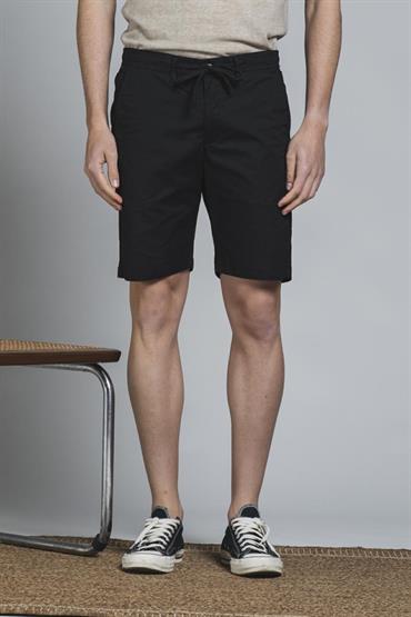 CHINO SHORT COMF.POPELINE CANVAS F/D BLACK
