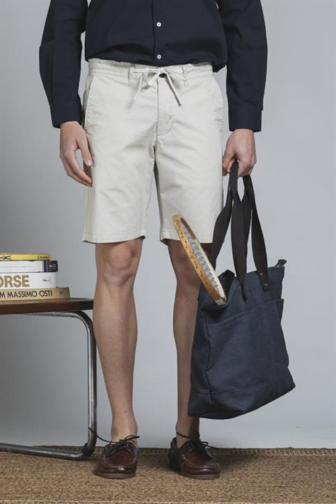 CHINO SHORT COMF.POPELINE CANVAS F/D ECRU