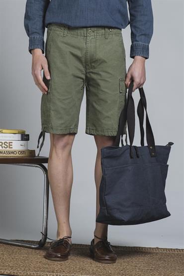 CARGO SHORT COMF.COTTON SLUB F/D MIL.GREEN