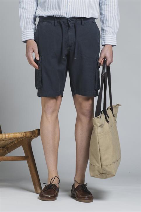 CARGO SHORT COMF.MIXED LINEN G/D NAVY
