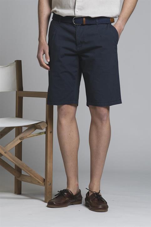 CHINO SHORT COMF.PENCES POPELINE STRETCH G/D NAVY