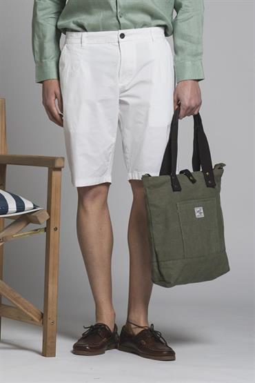 CHINO SHORT COMF.PENCES POPELINE STRETCH G/D WHITE