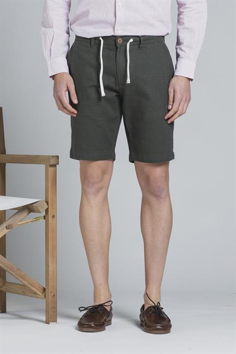 CHINO SHORT COMF DOBBY Y/D DK.GREEN