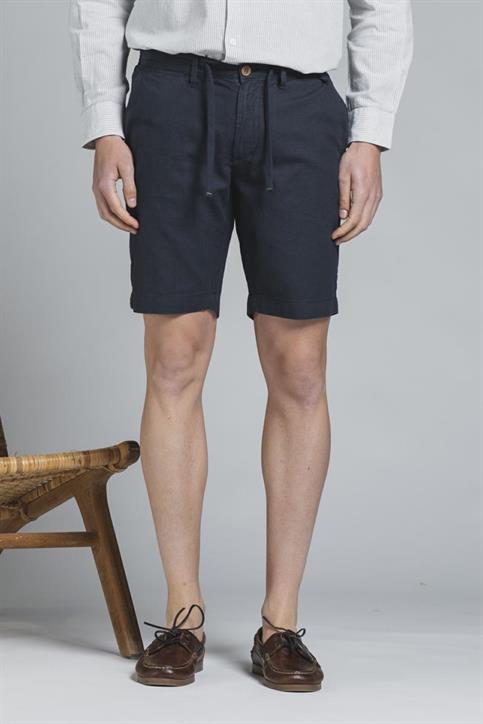 CHINO SHORT COMF.MIXED LINEN G/D NAVY