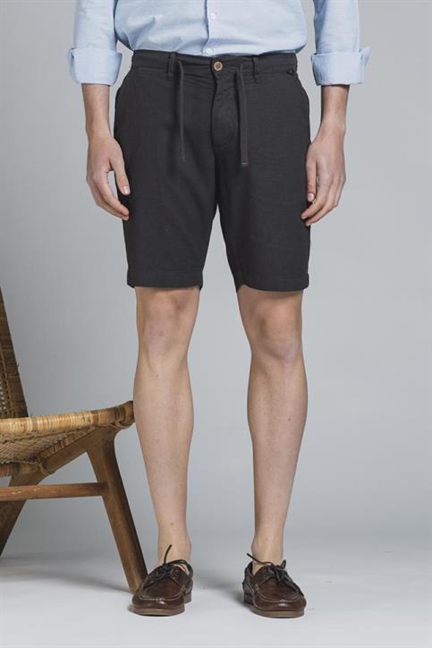 CHINO SHORT COMF.MIXED LINEN G/D BLACK