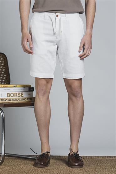 CHINO SHORT COMF.MIXED LINEN G/D WHITE