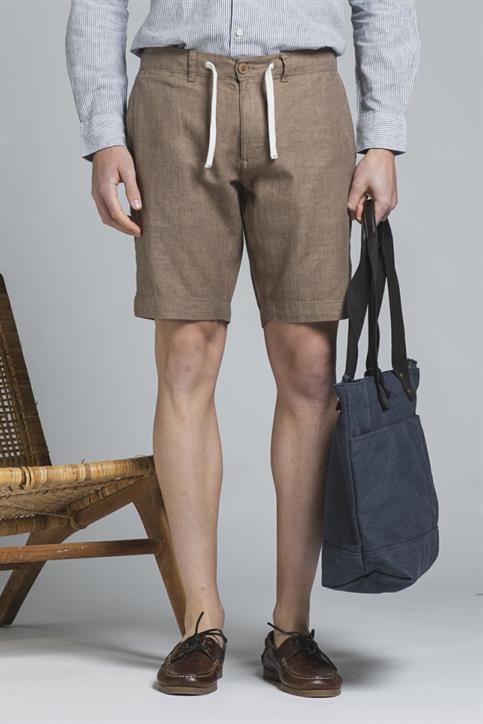 CHINO SHORT COMF.MIXED LINEN G/D MUD
