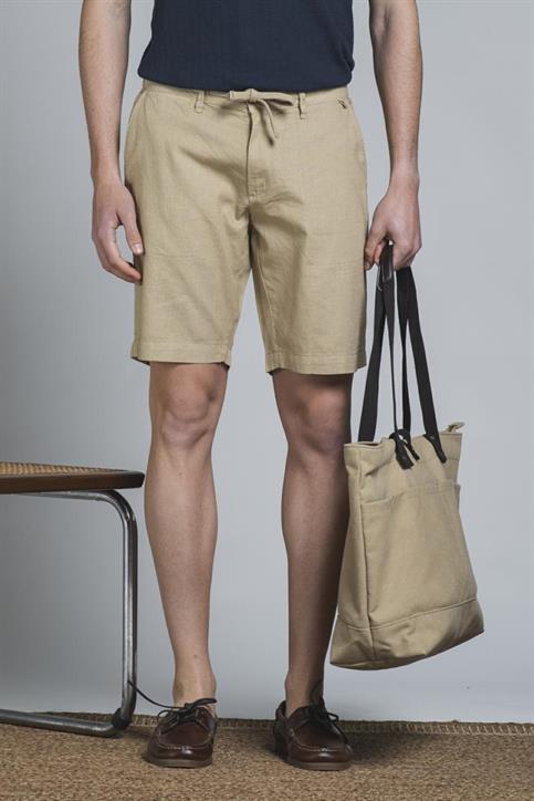CHINO SHORT COMF.MIXED LINEN G/D DESERT