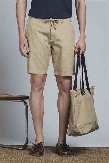 CHINO SHORT COMF.MIXED LINEN G/D DESERT