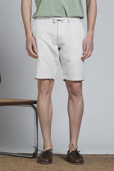 CHINO SHORT COMF.MIXED LINEN Y/D WHITE