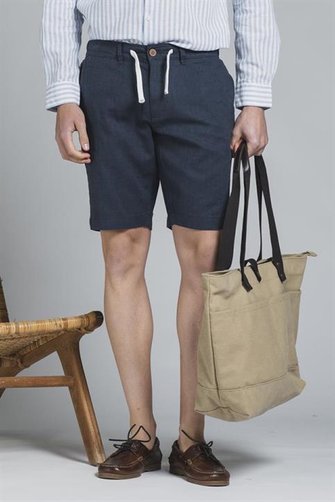 CHINO SHORT COMF.MIXED LINEN Y/D BLUE