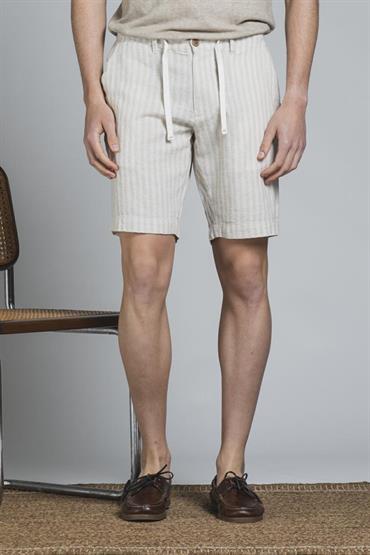 CHINO SHORT COMF.MIXED LINEN Y/D DESERT STRIPE