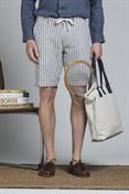 CHINO SHORT COMF.MIXED LINEN Y/D NAVY STRIPE