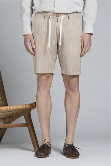 CHINO SHORT COMF.MIXED LINEN Y/D DESERT STRIPE