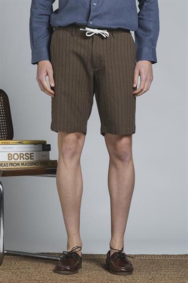 CHINO SHORT COMF.MIXED LINEN Y/D MUD STRIPE