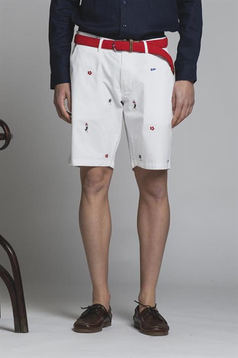 CHINO SHORT COMF.TWILL STRETCH G/D EMBROIDERY WHITE