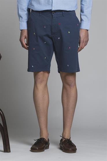 CHINO SHORT COMF.TWILL STRETCH G/D EMBROIDERY BLUE