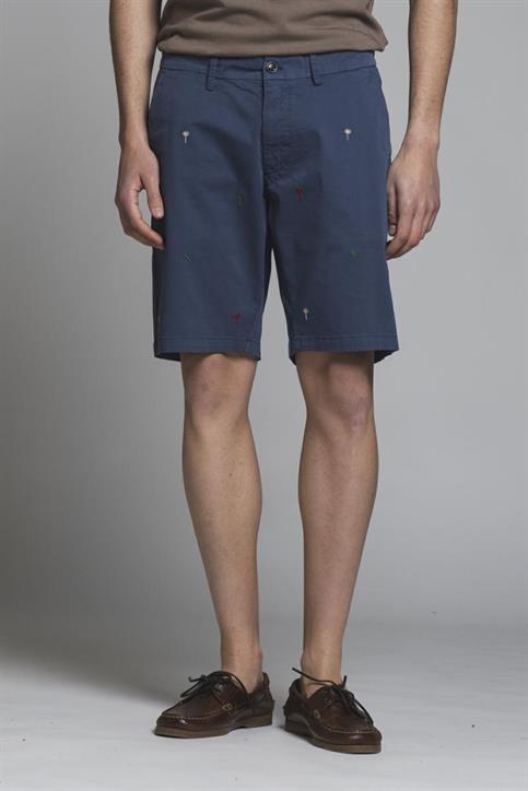 CHINO SHORT COMF.TWILL STRETCH G/D EMBROIDERY BLUE