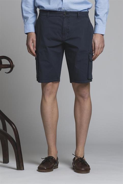 CARGO SHORT COMF.POPELINE STRETCH G/D NAVY