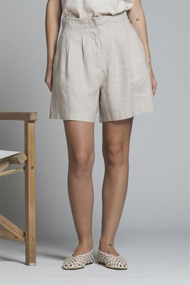 SHORT CHINO PANTS PENCES 100% LINEN G/D SAND