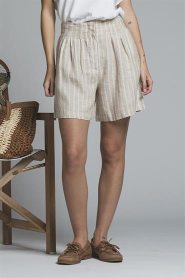 SHORT CHINO PANTS PENCES MIX.LIN.STRIPE Y/D BEIGE STRIPE