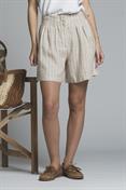SHORT CHINO PANTS PENCES MIX.LIN.STRIPE Y/D BEIGE STRIPE