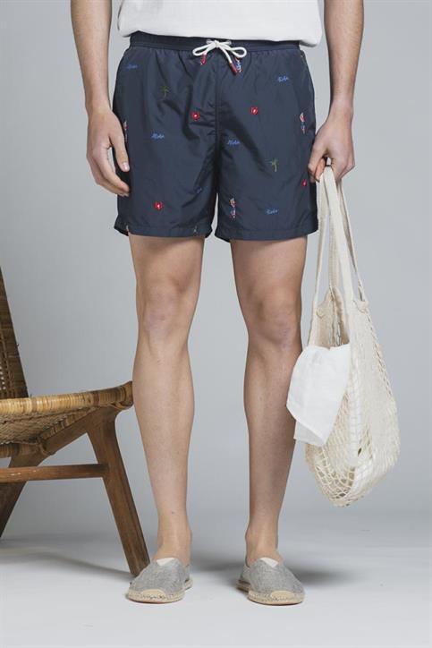 SWIMMING TRUNKS POLYESTER EMBROIDERY NAVY