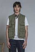 GILET ZIP TWILL STRETCH STONE WASH MIL.GREEN