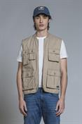 GILET ZIP TWILL STRETCH STONE WASH DESERT