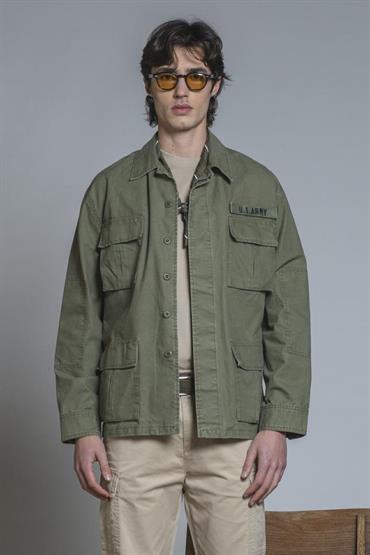 SAHARIANA JKT COTTON SLUB STONE WASH MIL.GREEN