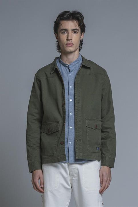 WORK JKT CANVAS F/D MIL.GREEN