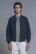 BOMBER JKT COTTON SLUB STONE WASH NAVY