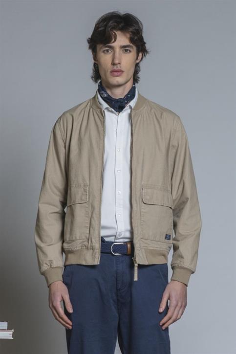 BOMBER JKT COTTON SLUB STONE WASH DESERT