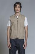 GILET ZIP COTTON SLUB STONE WASH DESERT