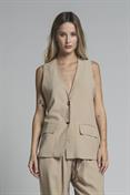 GILET MIXED VISCOSE SAND
