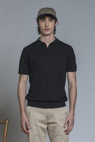 SWEATER POLO SKIPPER S/S CTN CREPE SOFT WASH BLACK