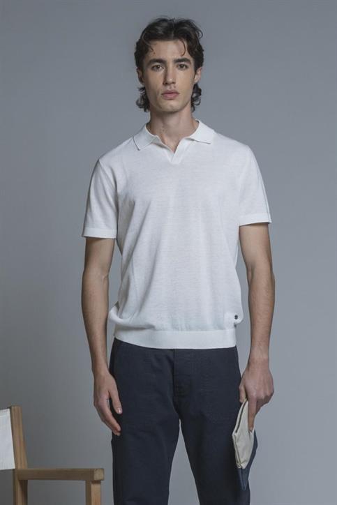 SWEATER POLO SKIPPER S/S CTN CREPE SOFT WASH WHITE