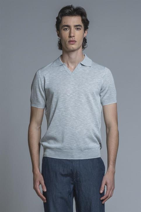 SWEATER POLO SKIPPER S/S MIX.LINEN SOFT WASH PEARL