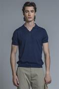 SWEATER POLO SKIPPER S/S MIX.LINEN SOFT WASH BLUE