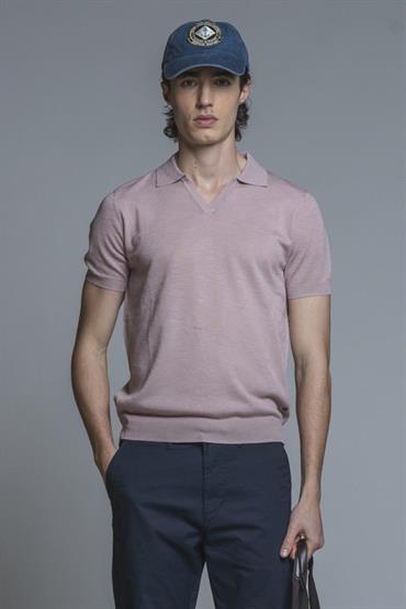 SWEATER POLO SKIPPER S/S MIX.LINEN SOFT WASH PINK